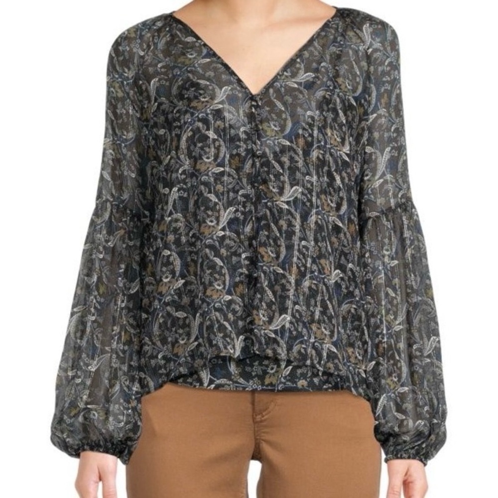 VERONICA BEARD Sheer Top Blouse Size 2 fits like S